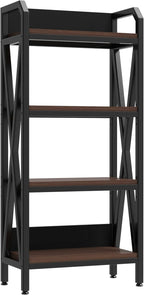 KEIKI 4-Tier Kitchen Bakers Rack with Storage, 55'' Bookcase Shelf Adjustable Shelves Freestanding, Microwave Stand, Bakers Rack for Kitchen, Garage, Pantry, Bathroom