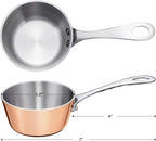 Mini Sauce Pan Butter Warmer Pot with Handle 18/10 Stainless Steel Small Pot for Melting Butter Heating Sauce Gravy & Oil (5oz/150ml) - Copper