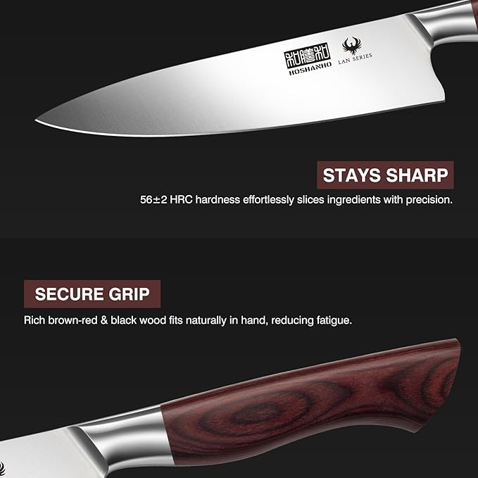 3-Piece Kitchen Knife Set, Ultra Sharp Chef/Santoku/Paring Knives,Professional High Carbon Steel Knives with Ergonomic Handle, Ideal Cooking Gift Set