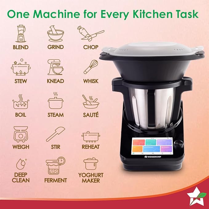 Wonderchef Chef Magic | All-in-One Kitchen Robot for Indian & International Cuisine | Automatic Chopping, Sautéing, Stirring, Kneading... | Mobile App | Recipes by Chef Sanjeev Kapoor | 2 Yr Warranty