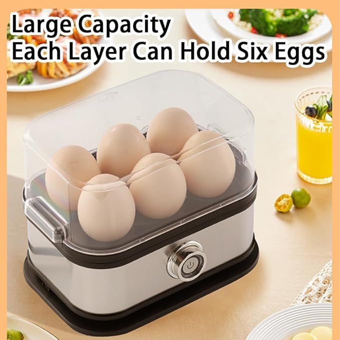 Egg Cooker,2025 New Rapid Egg Cooker 6 Egg Capacity, Soft, Medium, Hard Boiled, Poacher, Stainless Steel Electric Eggs Cooker,Or Hard-Boiled Eggs, Rapid Cook Time, Auto Shut-Off & Boil-Dry Protection