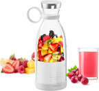 Asa Vea Mini Blender for Smoothies and Milkshakes, Portable Blender, Rechargeable, Personal Size Blender with Quota Outer Travel Lid with 4 Blades, 11 oz for Outdoors, Camping (White)