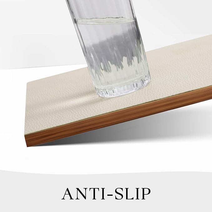 MOSAYT Vinyl Placemats Set of 8, Heat Resistant Place Mats 100% Waterproof Washable & Wipeable Faux Leather Reversible Table Mats for Kitchen Dining Party Indoor Outdoor, 12" x 17", Beige/Sage Green