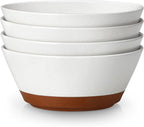 MALACASA Salad Bowls Set of 4, Soup Bowls for Kitchen, 60oz Large Ceramic Bowl for Ramen, Cereal, Fruit, Pho and Pasta, Microwave & Dishwasher Safe, Speckled Deep Bowls, White & Brown