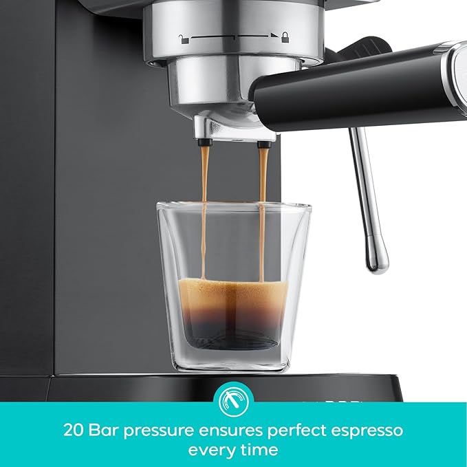 CASABREWS CM5418 Espresso Machine 20 Bar, Stainless Steel Espresso Maker with Milk Frother, Compact Cappuccino Machine for Home, Espresso Coffee Machine, Gift for Her, Gift for Family, Black