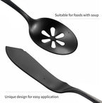 Silverware 45-Piece Matte Black Hammered Flatware Set with Serving Utensils, Stainless Steel Thick Handle Matte Polished Cutlery Set for Wedding Hotel Restaurant, Service for 8