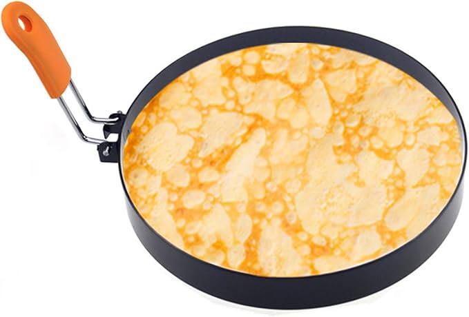 2 Packs 6" Pancake Ring for Griddle,6 Inch Non-stick Omelette Ring,Staineless Steel Psncake Mold for Griddle Egg Ring Pancake Maker with Silicone Handle