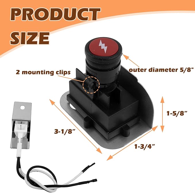 Grill Igniter KIt 80475 for Weber Q120 Q220 Series Grills Electronic Igniter Replacement Parts, Grill Push Electric Button Starter Kit Replacement for Weber Baby Q Parts 516002 566002 566014