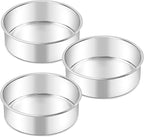 LIANYU 6 Inch Cake Pan Set of 3, Stainless Steel Round Smash Cake Baking Pans Tins, Bakeware for Birthday Wedding Party, Leak-proof & Mirror Finish, Dishwasher Safe