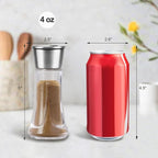 Adjustable Salt Pepper Shakers Glass - 4 OZ Spice Dispenser with Stainless Steel Lid for Kitchen, Cooking & BBQ Use