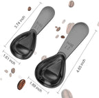 Stainless steel coffee scoop 2-piece set (1 tbsp, 2 tbsp) durable Tablespoon, ergonomic measuring spoon, Suitable for small and large jars，short-handled spoon (Black)
