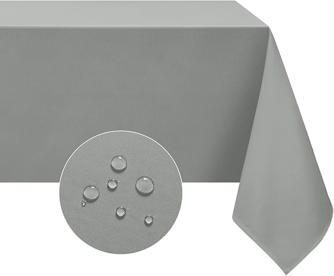 Softalker Rectangle Tablecloth, Waterproof & Stain Resistant Table Cloths Wrinkle Free Fabric Washable 210GSM Polyester Table Cover for Dining/Party/Outdoor - 60 x 102 inch,Light Grey
