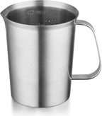 CURTA 18/8 Stainless Steel Measuring Cup with Handle and Pour Lip, Metal Pitcher with Oz and ML marking, 16OZ/500ML- 2 Cup), Heavy-Duty Pitcher
