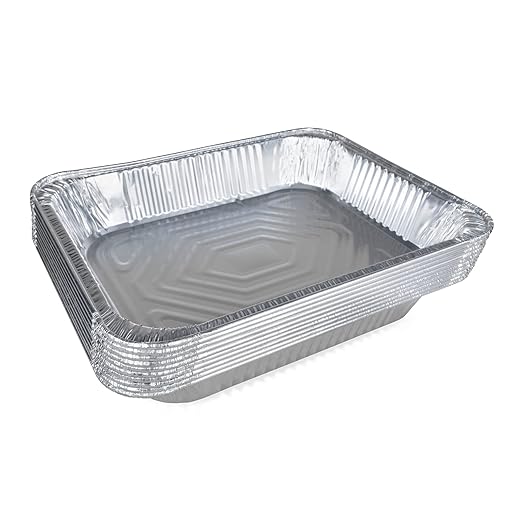 IDL Packaging Half-Size Aluminum Steam Table Pans - Medium, 13" x 11" x 2" (pack of 10) - Disposable Foil Pan for Grilling, Roasting, BBQ, Cooking, Baking, Freezing