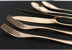 18/10 Stainless Steel Mirror Polished Copper Flatware Set,Dishwasher Safe,Service for 4