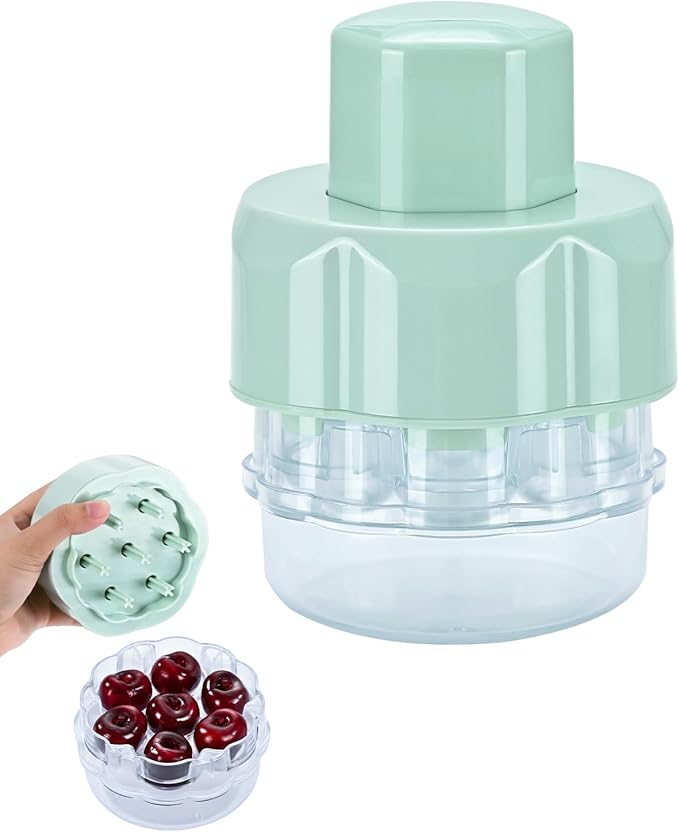 Cherry Pitter Tool, Multiple Fruit Remover, Mint Green, Kitchen Gadget for Cake Making and Fruit Salads