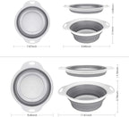 QiMH Collapsible Colander and Strainer Set of 3-2 PC 4 Quart(1 gal) and 1 PC 2 Quart(0.5 gal) - BPA Free & Dishwasher-safe Silicone Kitchen Foldable Strainer for Pasta, Veggies
