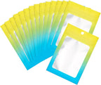 100 Pcs Resealable Mylar Bags, Gradient Color Food Storage Bags, Zip Bag Foil Bags Packaging Pouch for Food Storage, Sample, Small Business (Yellow Blue, 2.7 X 3.9 Inch)