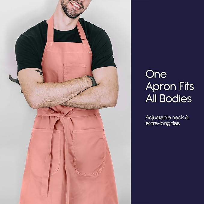 Unisex Apron with Pockets for Cooking, Salon & Art - 100% Cotton Adult Kitchen, Chef, Stylist Apron