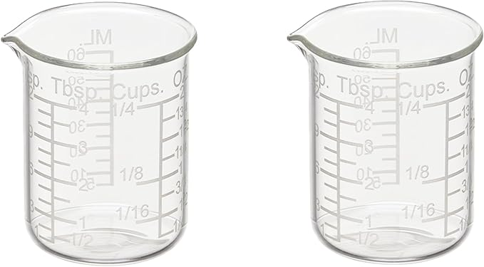 Ackers Etching Scale Measuring Glass V-Shaped Spout Made of High Borosilicate Glass Measuring for Kitchen or Restaurant, Easy to Read,60ML (2 Oz) 丨(2 Pack)
