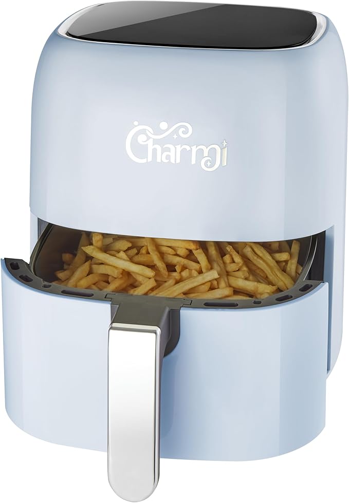 Charmi 5QT Air Fryer – Beautiful Retro Design, Stylish Countertop Look, Nonstick & PFAS-Free, Safe Auto Shutoff, Digital Touchscreen, 8 Cooking Presets (Pastel Blue)
