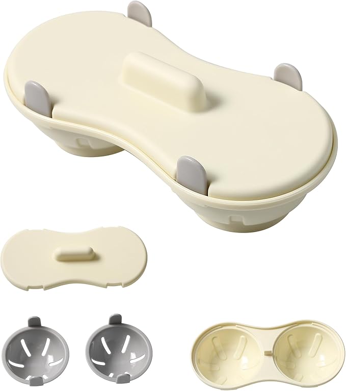 2 Cavity Microwave Egg Cooker, Breakfast Double Row Egg Cooker, Poached Egg Cup Kitchen Cooking Gadgets (Pale Goldenrod)