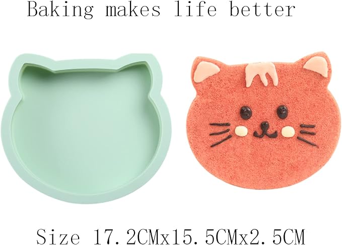 4Pcs Layer Cake Pans Set, 6 Inch Rainbow Cake Baking Pans,Silicone Cake Molds for Pizza Vegetable Pancake Quiche and Resin Crafts (Cat)