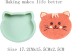 4Pcs Layer Cake Pans Set, 6 Inch Rainbow Cake Baking Pans,Silicone Cake Molds for Pizza Vegetable Pancake Quiche and Resin Crafts (Cat)