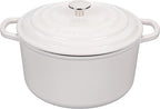 Enameled Cast Iron Dutch Oven Pot with Lid, for Sourdough Bread Baking, Round Dutch Ovens, 4.5 Quart, White