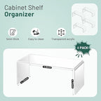 4 Packs Kitchen Cabinet Shelf Organizer, Acrylic Clear Shelf Riser, 5mm Thick Spice Rack for Dishes, Soda Cans and Cup（11.8 x 4.72 x 4.72 Inch）