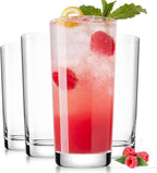 Drinking Water Glasses Set of 4, 16oz Highball Glasses, Lead-Free Crystal Glassware with Unique Wide Mouth, Thoughtful Gifts for House Warming, Birthdays, Everyday Life