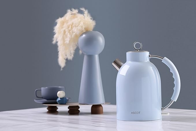 ASCOT Electric Kettle, Stainless Steel Kettle Water Boiler, Fast Boiling Kettle, 1.5L, 1500W, BPA-Free, Cordless, Automatic Shutoff, Boil-Dry Protection(Blue)