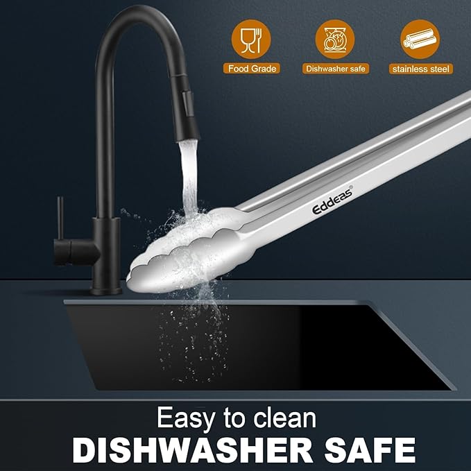 Grill Tongs, Heat Resistant 600 Degrees 17 & 12 Inch Extra Long BBQ Tongs, All Metal Kitchen tongs, Stainless Steel Locking tong for Cooking, Grilling, Barbecue/BBQ, Buffet, Set of 2