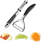 Professional Stainless Steel Vegetable Peeler - Ultra Sharp Y & I Shape Potato Peelers with Non-Slip Soft Grip Handle, Effortless Carrot & Fruit Peeling Kitchen Tools, Set of 2