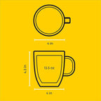 JoyJolt Savor Double Wall Insulated Glasses - Coffee Mugs (Set of 2) - 13.5-Ounces