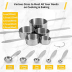 Joyhill Measuring Cups and Spoons Set of 10 Piece, Stainless Steel Measuring Cups Stackable, Nesting Metal Measuring Cup for Dry & Liquid Ingredients, Cooking & Baking