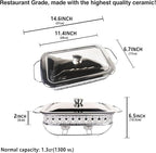 Casserole Dish 6" x 11"Glass Baking Dish with Stainless steel Lid and rack, Silver Rectangle 1.3 Qt Large Baking Pan For Casserole & Lasagna, Microwave Dishwasher Freezer Oven Safe