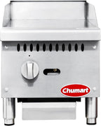 12" Commercial Countertop Griddle, Single Burners Gas Griddle, 30000 BTU Output, Stainless Steel Flat Top Grill Hot Plate with Natural Gas and Propane Conversion Kit for Restaurant, Food Truck