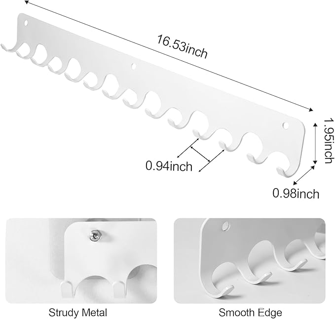2 Pack White Wall Mount Key Hook Holder - No Drill Key Rack & Coat Hooks for Kitchen, Living Room, Office, Bathroom