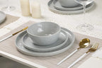 Famiware Mars Plates and Bowls Set, 18 Pieces Dinnerware Sets, Dishes Set for 6, Light Gray