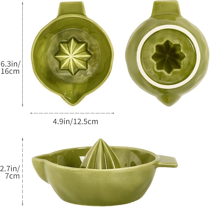Ceramic Lemon Juicer Reamer Manual Citrus Lime Hand Squeezer Bowl with Handle and Pour Spout, Handheld, Easy to Use and Clean