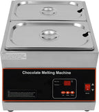 500W Electric Melting Pot for Chocolate w/Digital Display Control,Commercial Chocolate Warmer Melting Pot Chocolate Melter Pot Machine for Home or Bakery Use 2 Tanks for 26.46lb of Tempered Chocolate