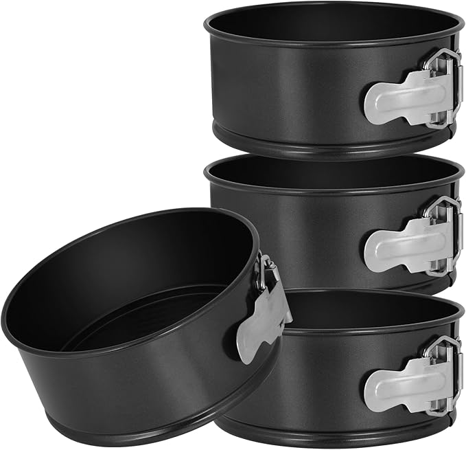 4pcs 6 inch springform pan，spring form pan for cheesecake with a detachable bottom，cake molds suitable for baking kitchens（black）