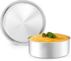 Leonyo 9½ Inch Cake Pan 2 Pack, Round Baking Pan Stainless Steel Layer Birthday Wedding Cake Oven Pans, Bakeware Set for baking, Even Heating, Non Toxic & Healthy, Heavy-Duty, Dishwasher Safe