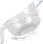 2-In-1 Rice Strainer, Rice Washing Bowl, Rice Washer Beans Washer Strainers And Colanders - Washing Bowl for Fruit Washing Bowl With Strainer, Multifunctional Drain Bask (White)
