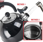 Emeril Lagasse 2.6 Quart/2.5 Liter Whistling Tea Kettle, Stainless Steel Tea Pot for Induction Stove Top, Fast to Boil Water for Home Kitchen Condo, with Ergonomic Cool Folding Grip Handle, Black