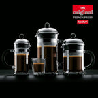 Bodum 34oz Chambord French Press Coffee Maker, High-Heat Borosilicate Glass, Stainless Steel, White – Made in Portugal