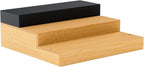 Spice Rack, Bamboo Spice Rack Kitchen Cabinet Organizer Expandable - Bamboo 3 Tier Figurine Display Shelf, Adjustable Magnetic 3 Tier Spice Racks, Brown & Black Combination