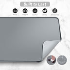 Silicone Coffee Mat,24"×16" Waterproof Heat Resistant Bar Mat for Espresso Machine Station Accessories,Non Slip Dish Drying Mat for Kitchen Counter,Home Decor Essentials,Grey