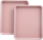 Toaster Oven Pans Set of 2, Shinsin 11-Inch Nonstick Baking Sheet Pans and Trays, 1/8 Thicker Replacement Small Baking Tray Accessories for Cookie, Non Toxic and Easy Clean and Diswasher Safe, Pink